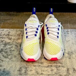 Nike Air Max 270 White and Neon Sneakers